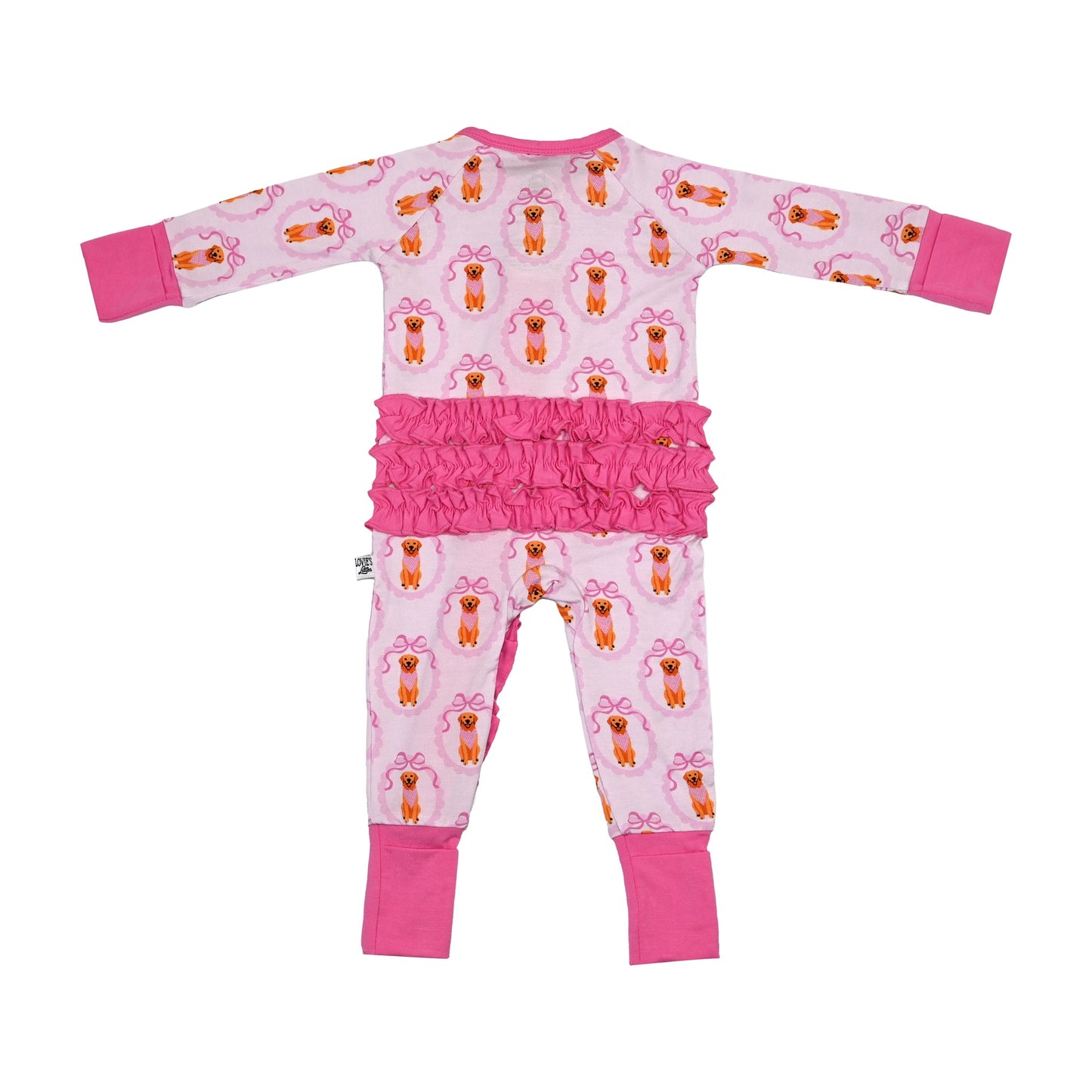 Retrievers & Bows- Zip Up Footie (w/ Ruffles!)