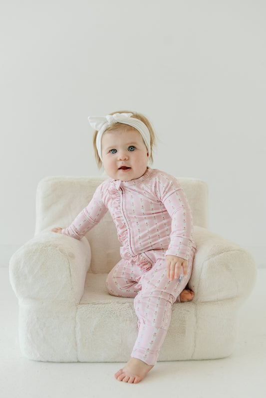 Roses - Zip Up Footie (w/ Ruffles!)