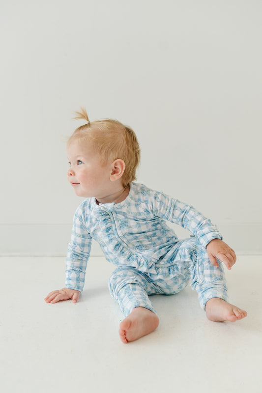 Hydrangeas - Zip Up Footie (w/ Ruffles!)