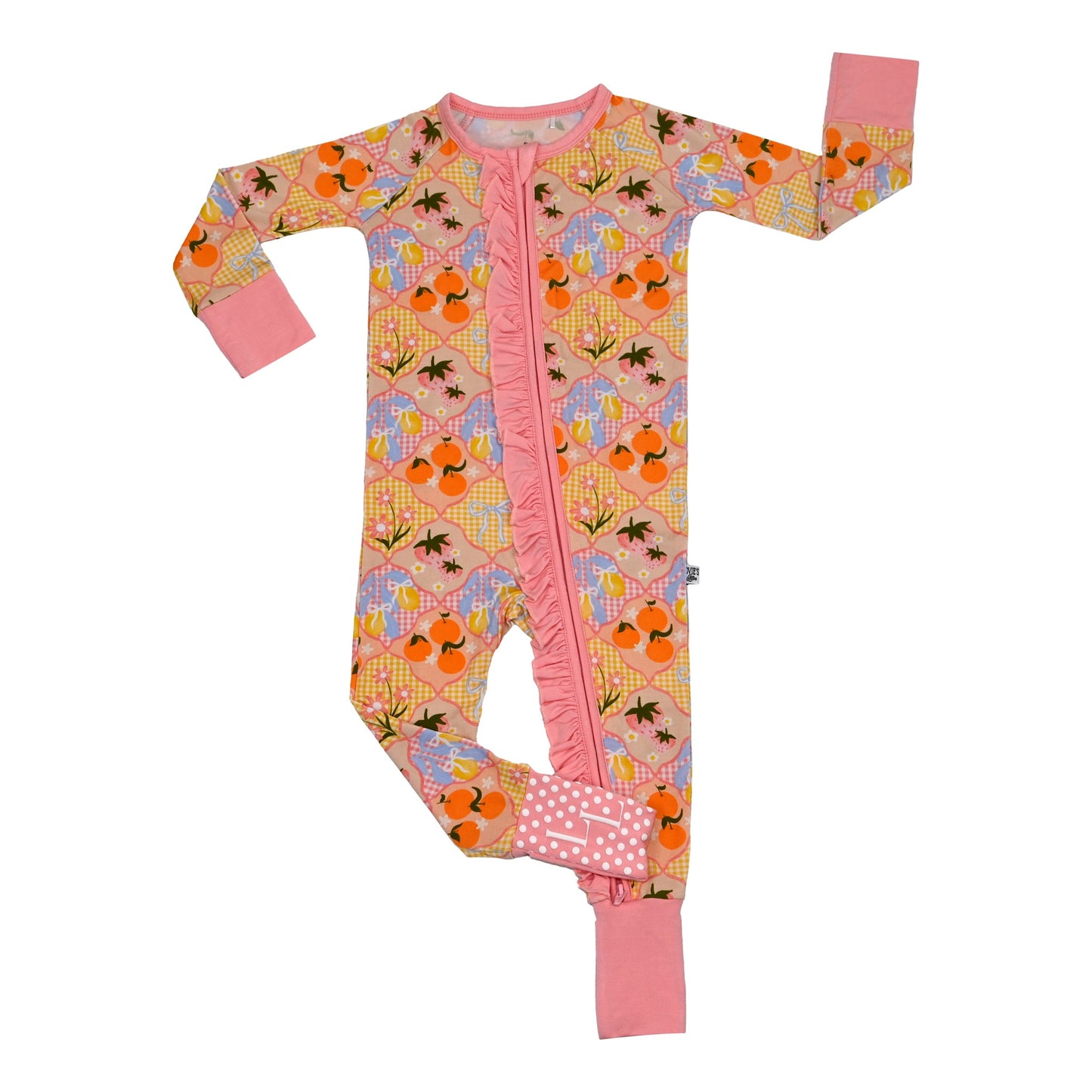 Girly Gingham - Zip Up Footie (w/ Ruffles!)