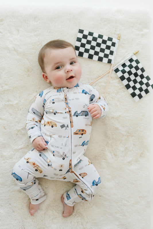 Little Racers - Zip Up Footie