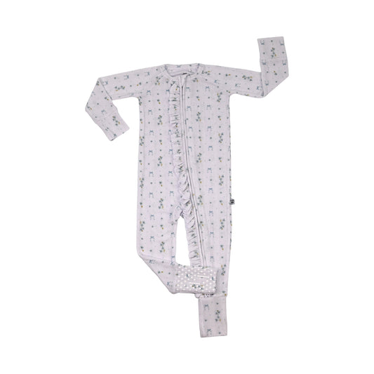 Blue Daisy Blooms- Zip Up Footie