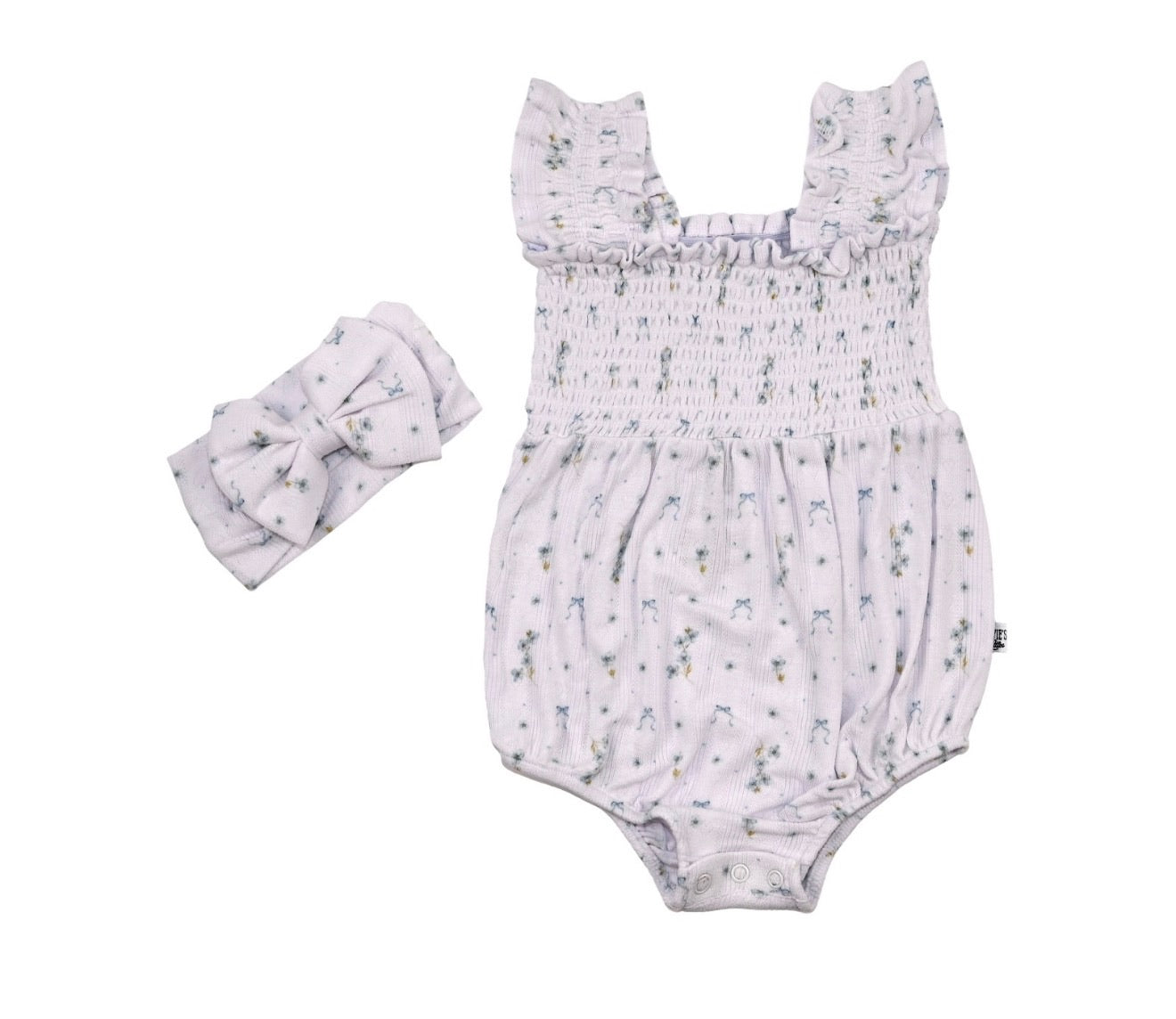 Blue Daisy Blooms- Smocked Bubble