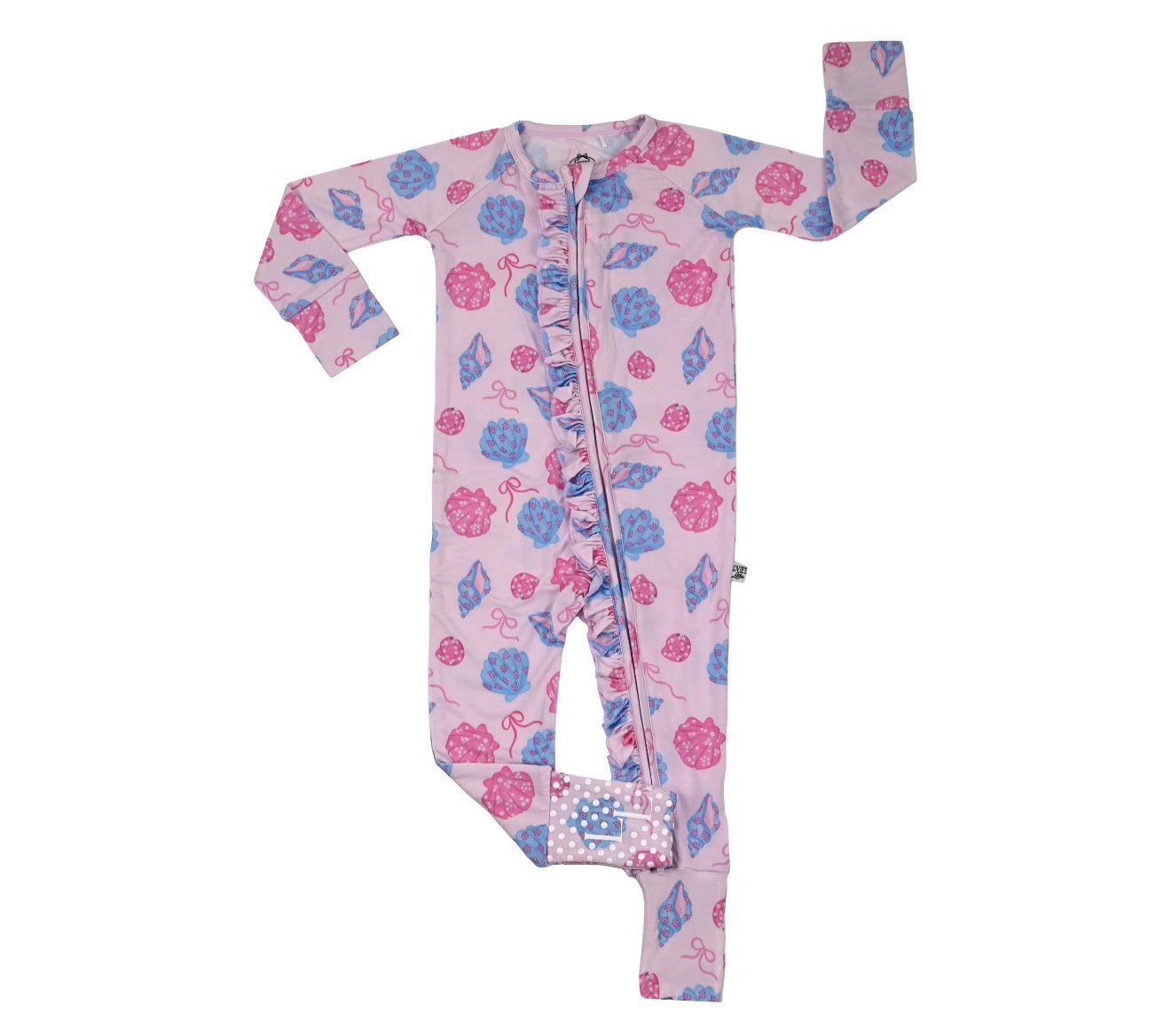 Seaside Shells- Zip Up Footie