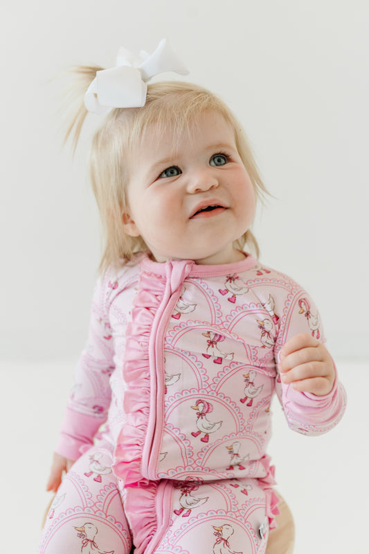 Sweet Geese - Zip Up Footie (w/ Ruffles!)