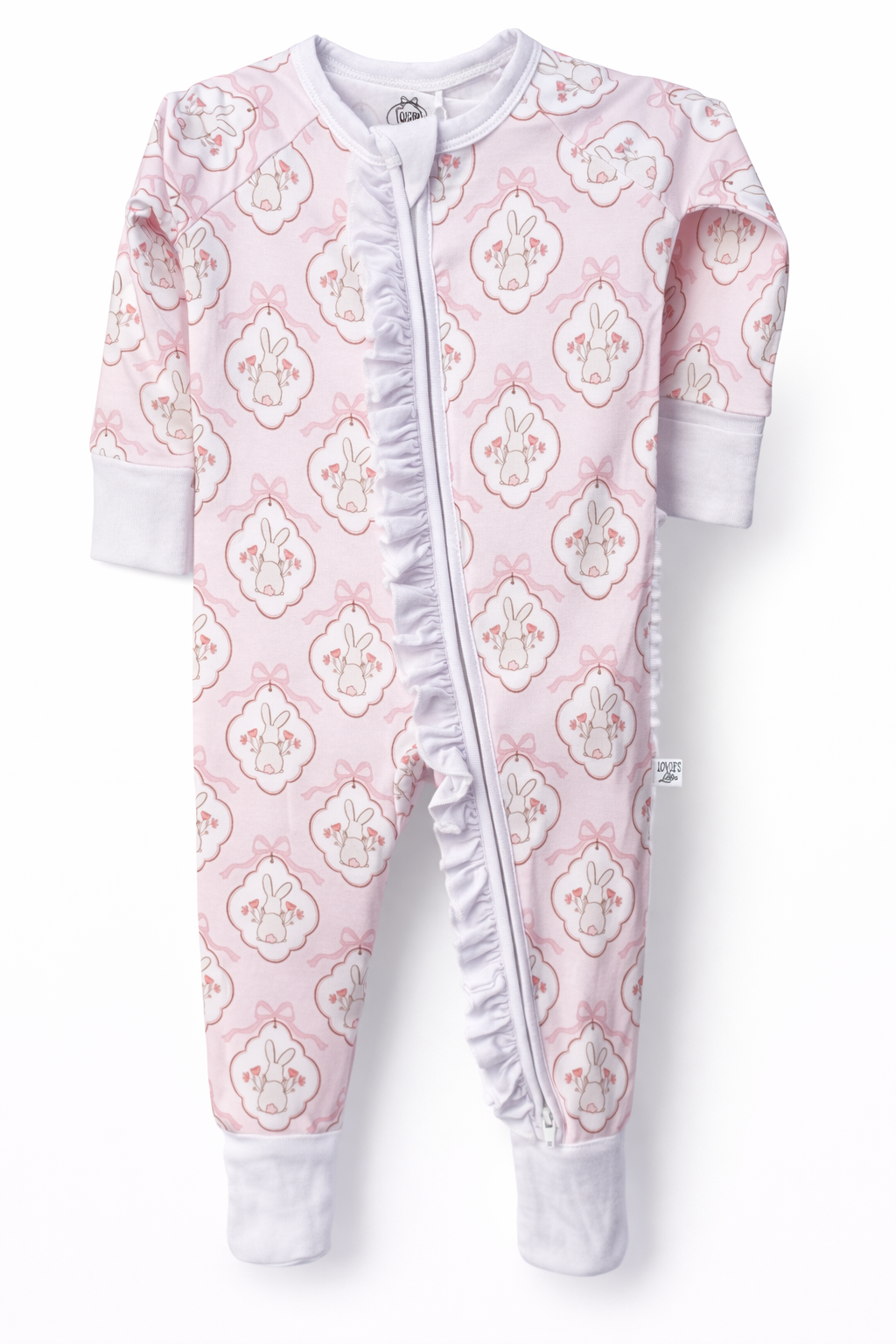 Bunnies & Bows Zip up footie