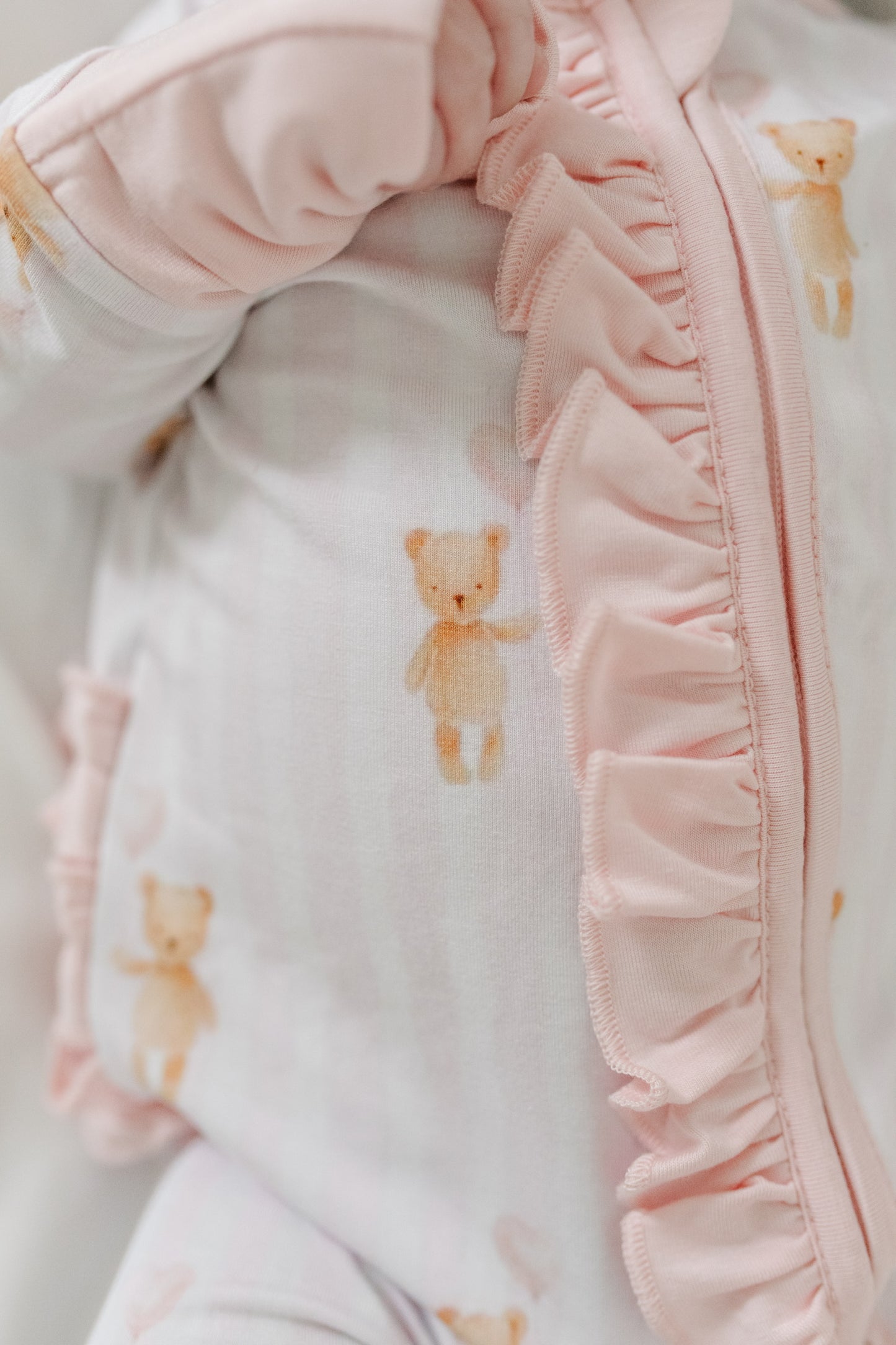 Pink Skies & Heart Ties- Zip Up Footie