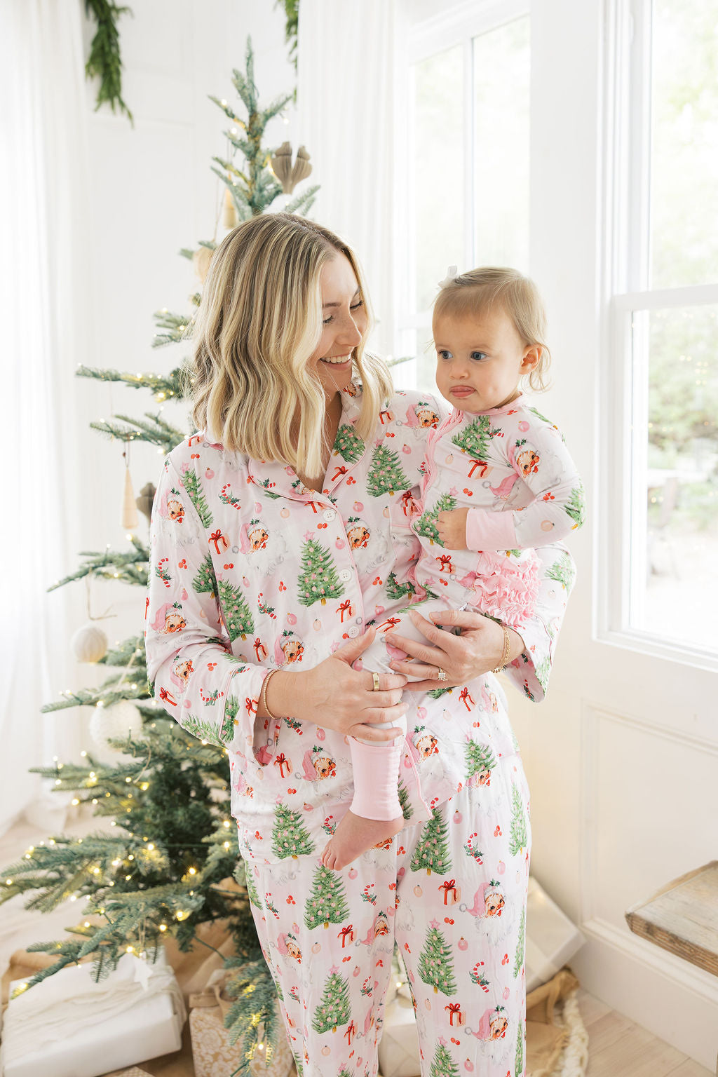 Pink Christmas Zip up Footie