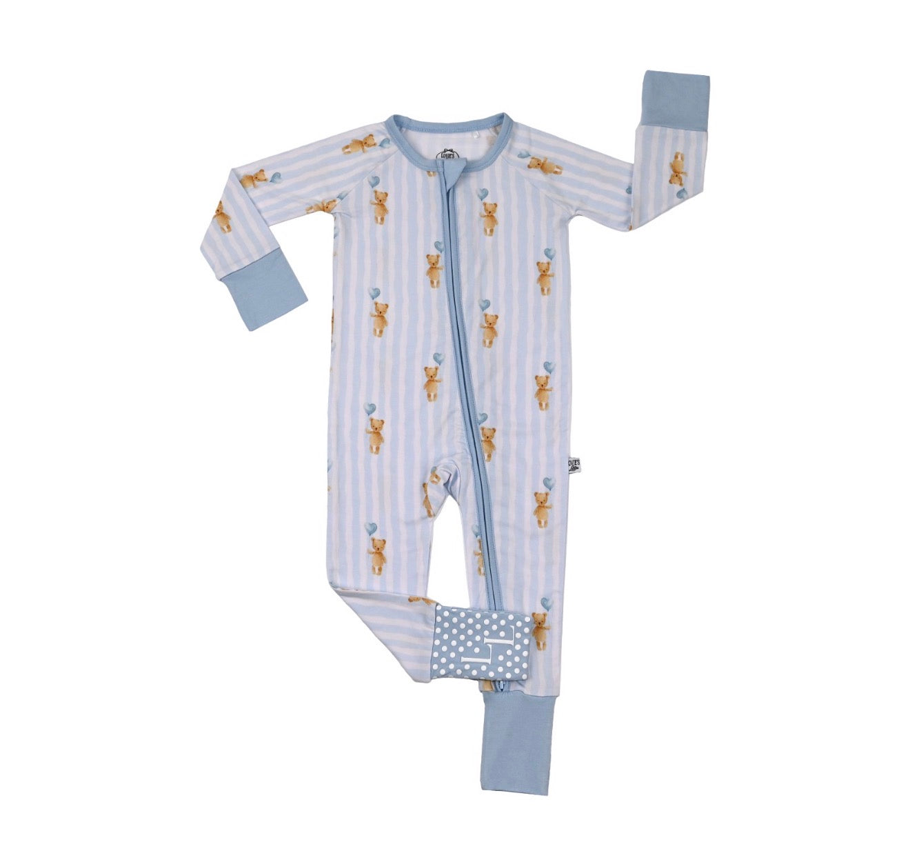 Blue Skies & Heart Ties- Zip Up footie