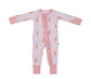 Pink Skies & Heart Ties- Zip Up Footie