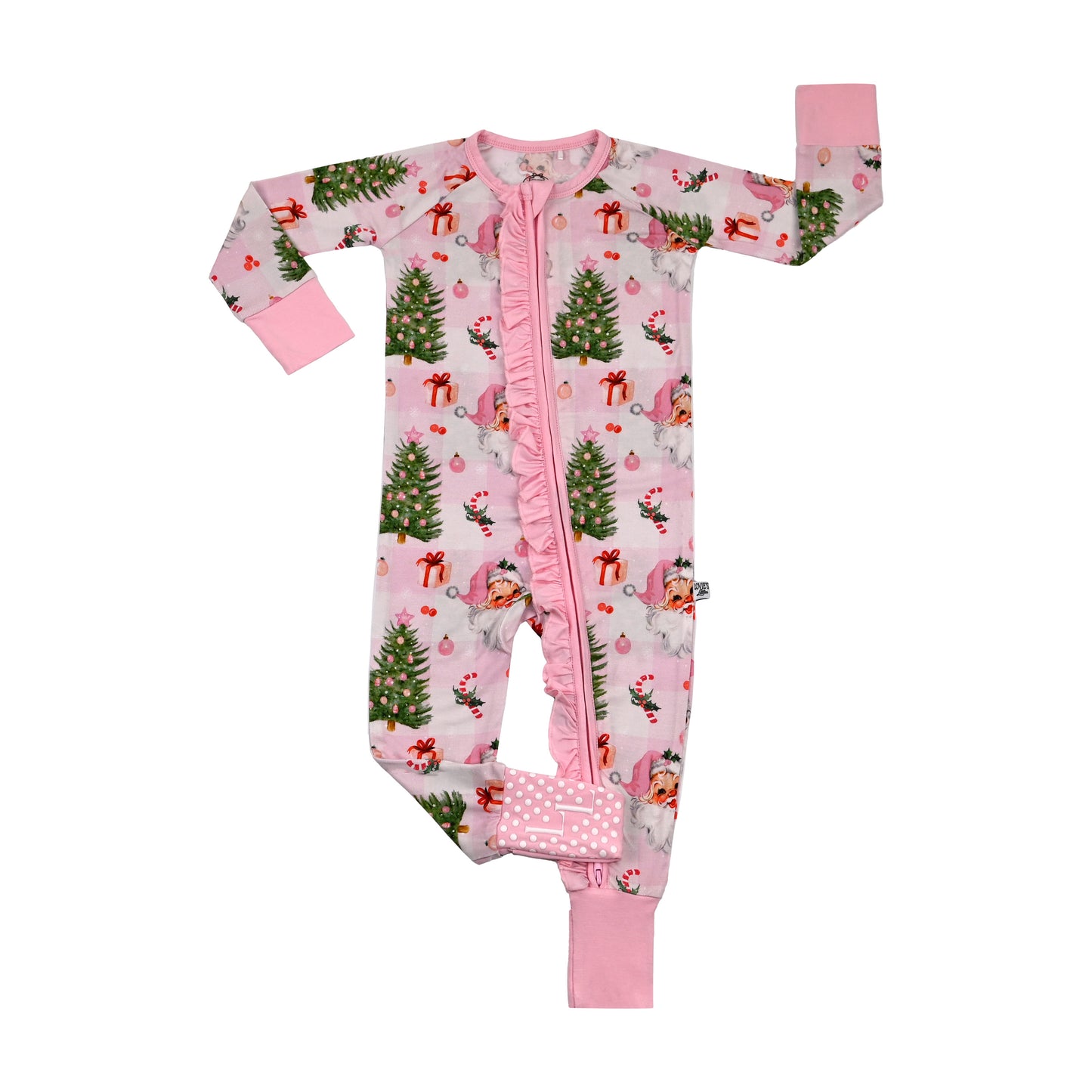 Pink Christmas Zip up Footie