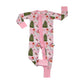Pink Christmas Zip up Footie