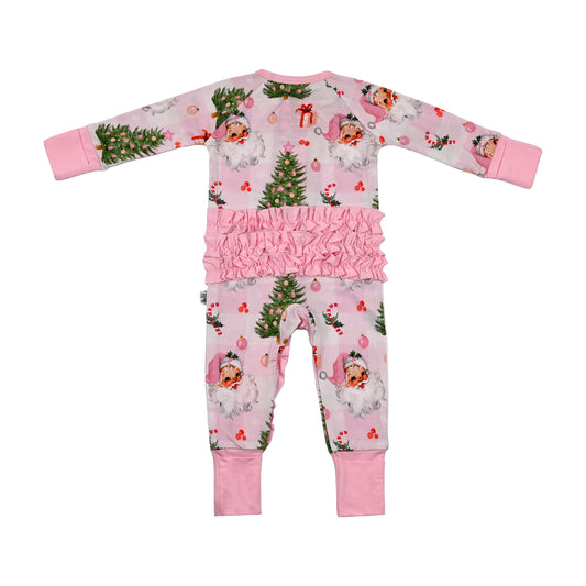 Pink Christmas Zip up Footie