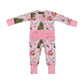 Pink Christmas Zip up Footie