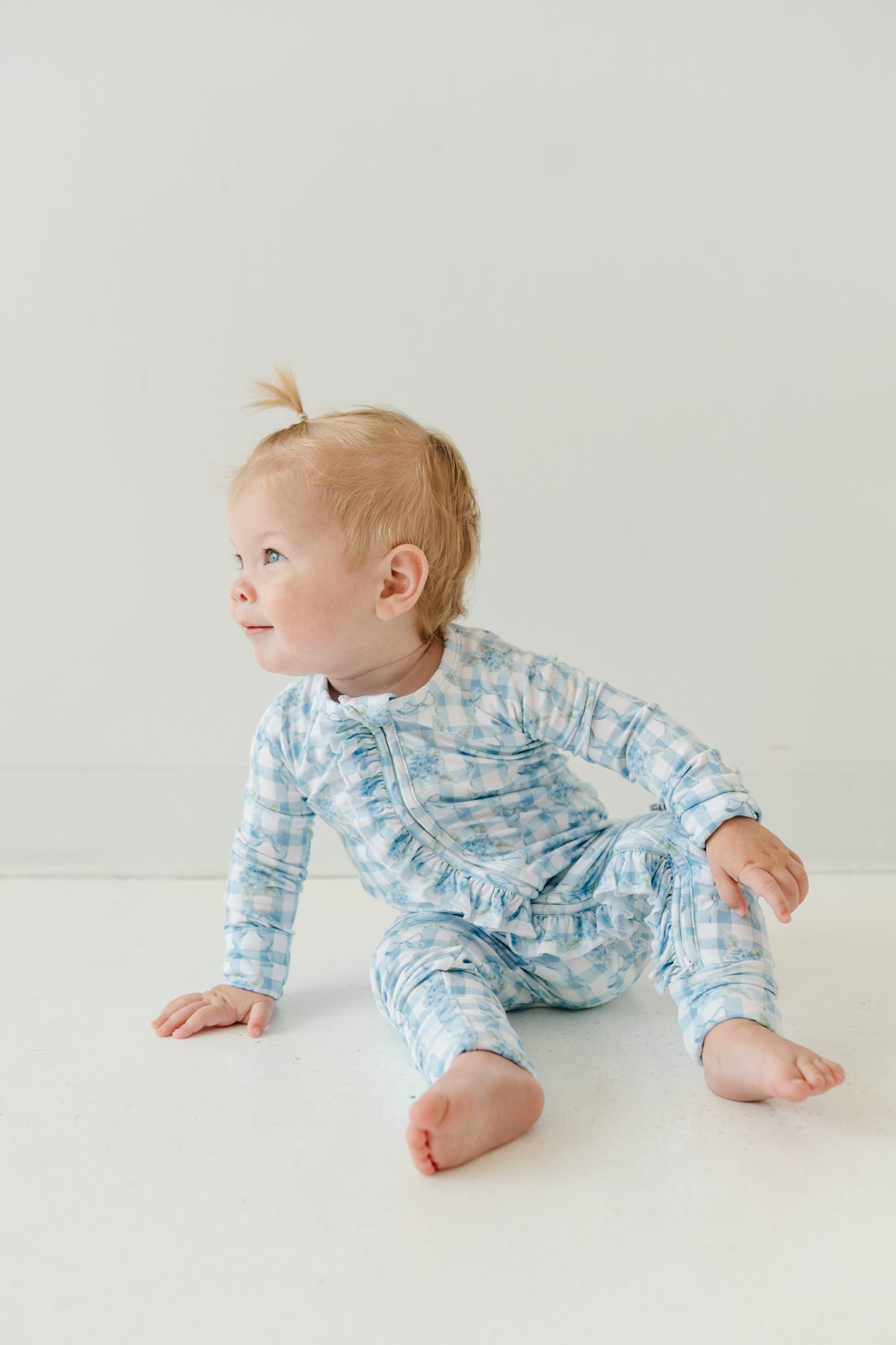 Hydrangeas - Zip Up Footie (w/ Ruffles!)