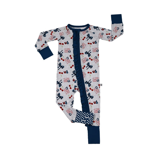 Star-Spangled Sweetheart Zip Up footie