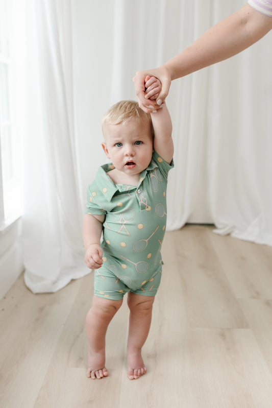 Tennis- boys polo romper