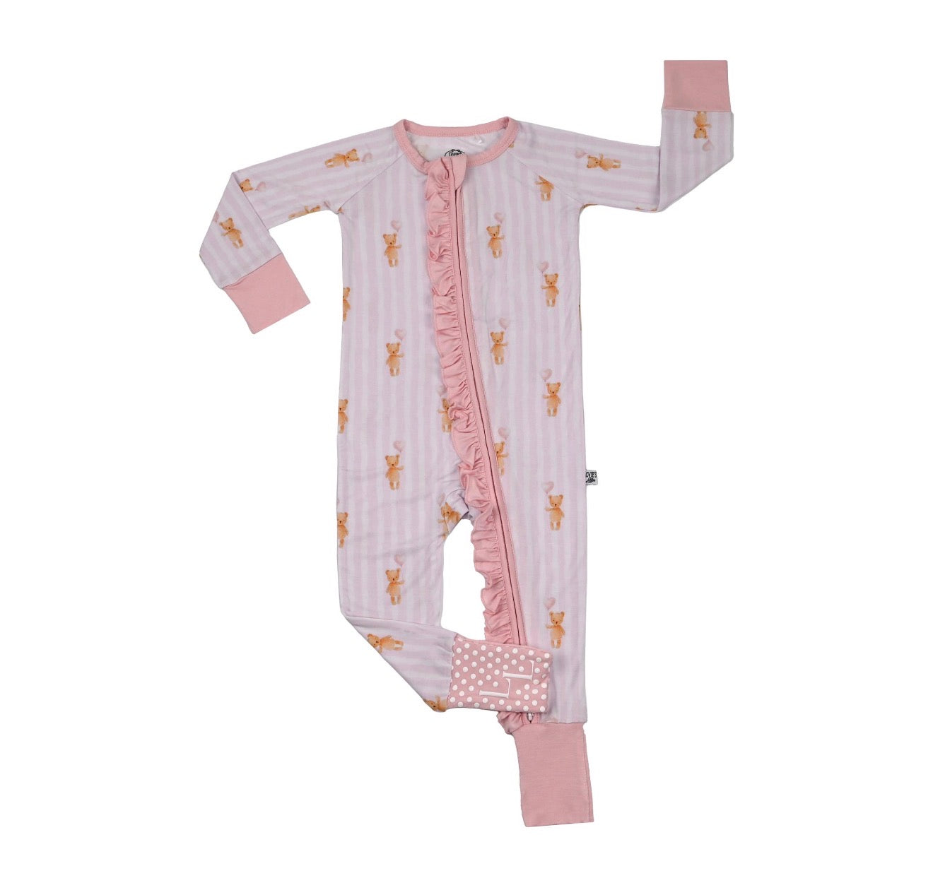 Pink Skies & Heart Ties- Zip Up Footie
