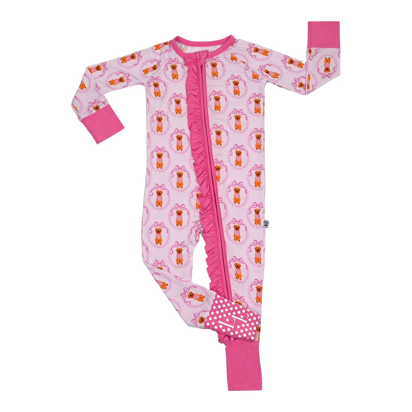 Retrievers & Bows- Zip Up Footie (w/ Ruffles!)