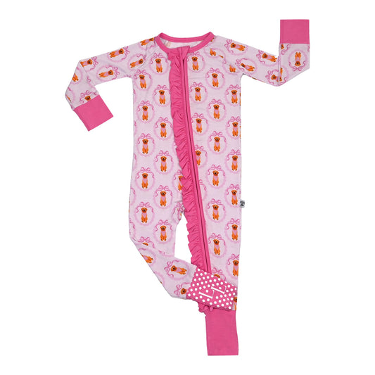 Retrievers & Bows- Zip Up Footie (w/ Ruffles!)