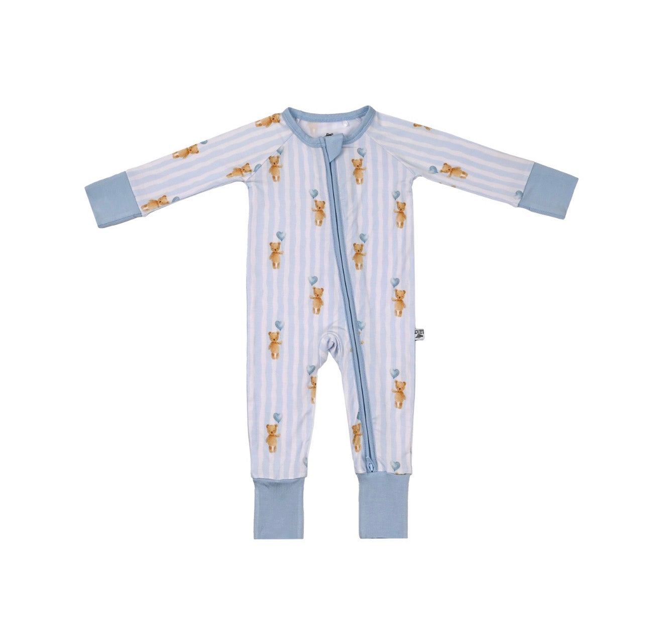 Blue Skies & Heart Ties- Zip Up footie