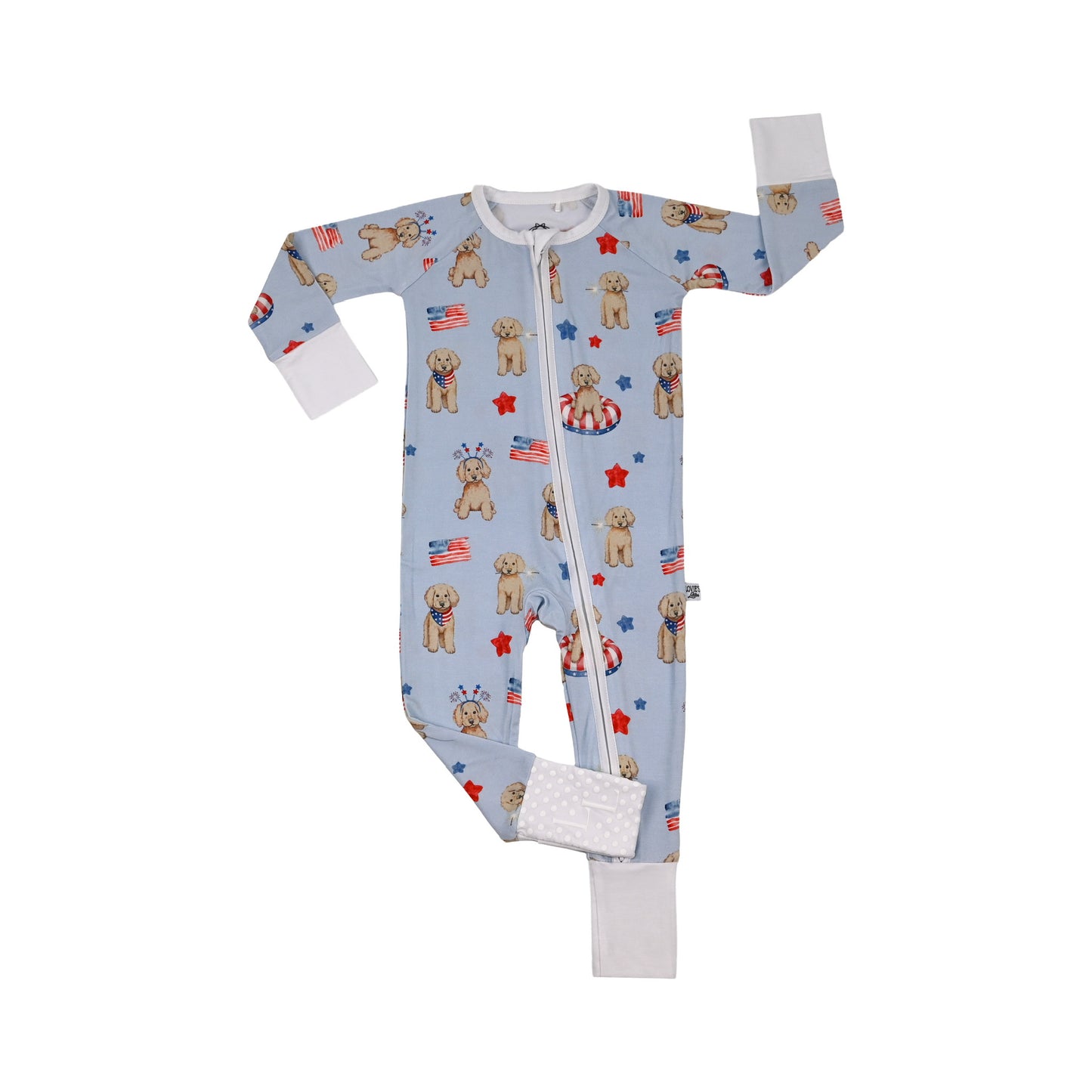 Red, White & Cuddly Zip Up footie