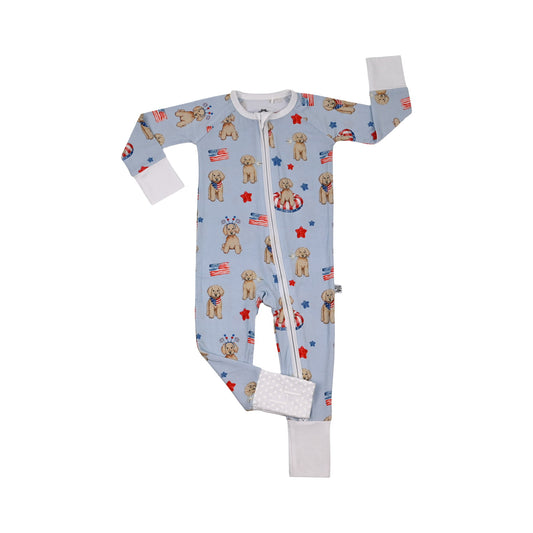 Red, White & Cuddly Zip Up footie