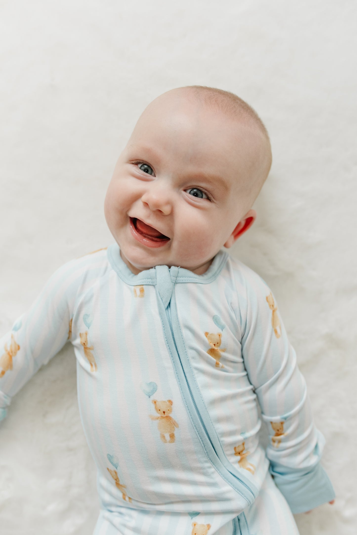 Blue Skies & Heart Ties- Zip Up footie