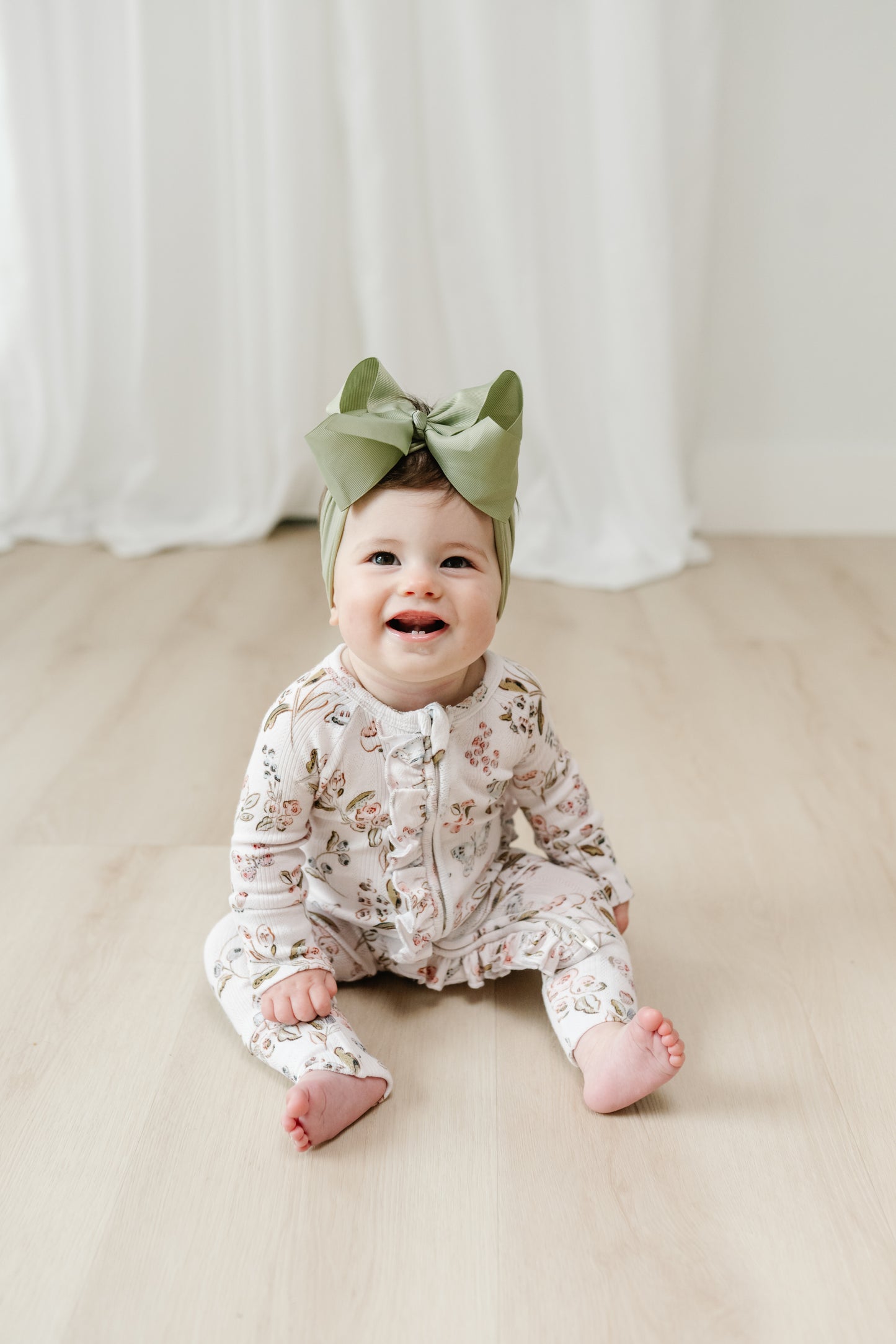 Pointelle Girlie Gardens- Zip Up Footie