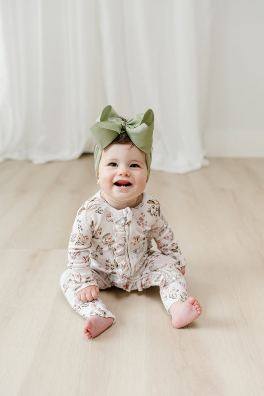 Pointelle Girlie Gardens- Zip Up Footie