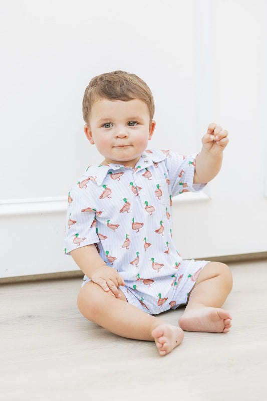 Mallard Meadow- boys polo romper