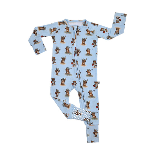 Ballpark Bears- Zip Up Footie