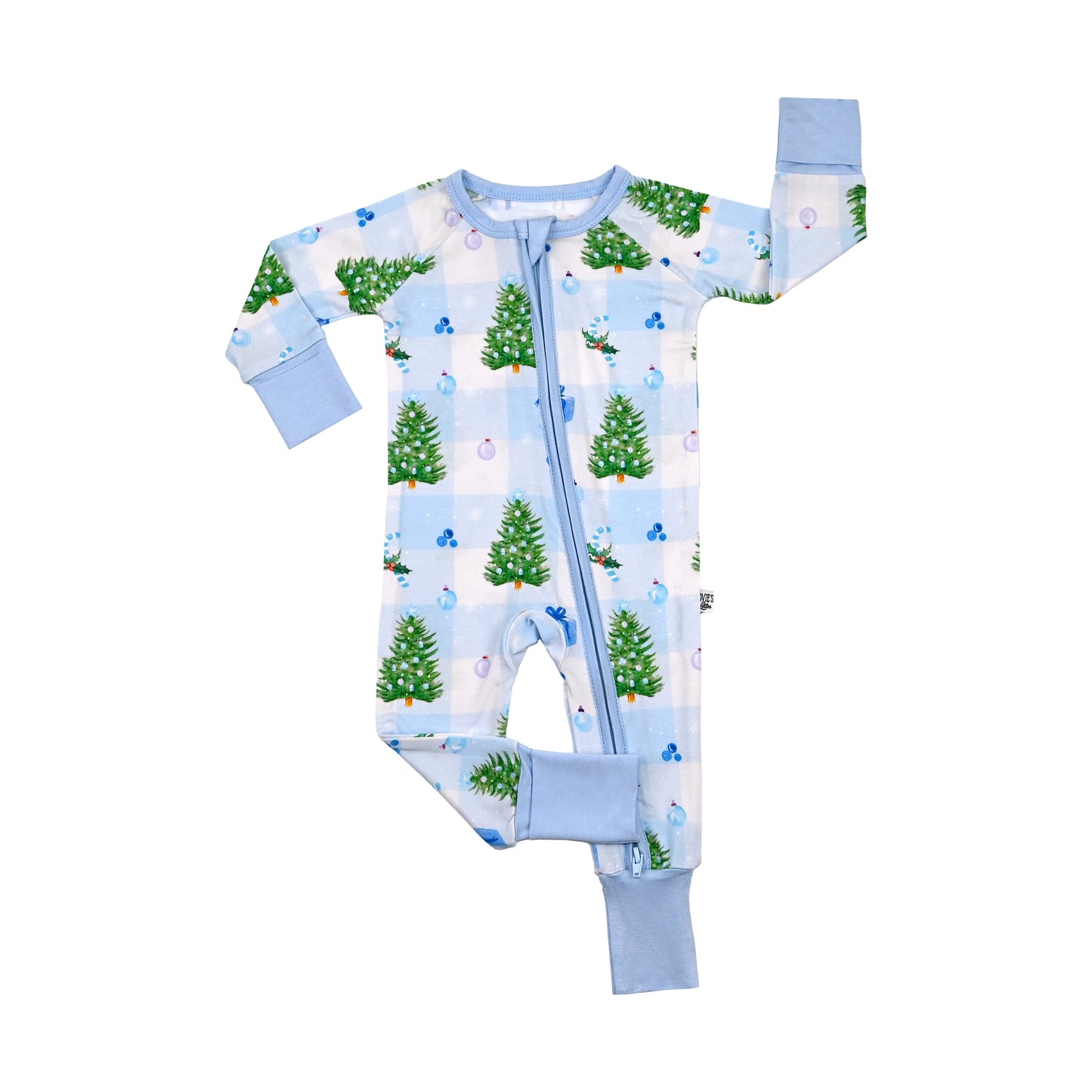 Blue Blue Christmas Zip up Footie