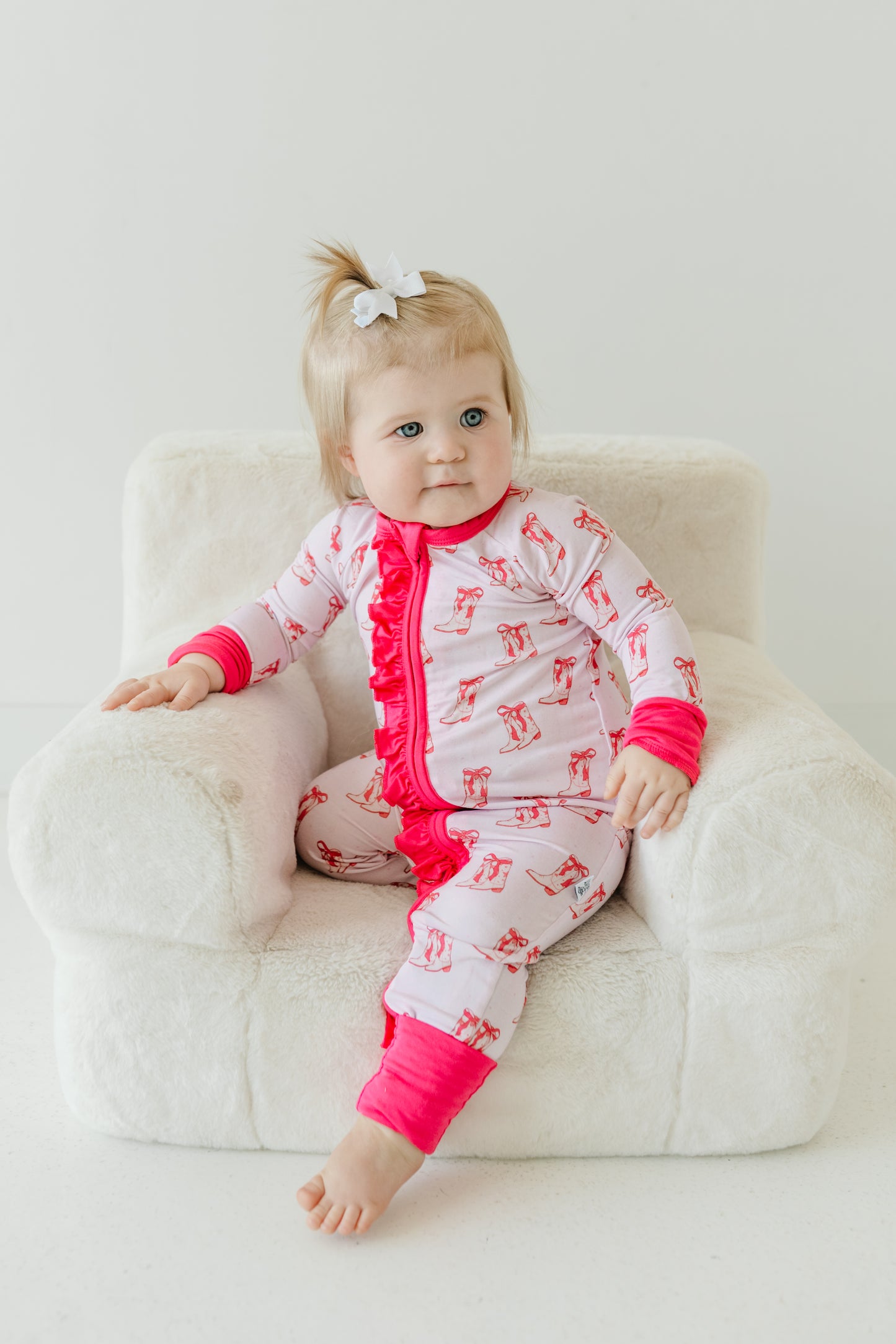 Boots & Bows - Zip Up Footie (w/ Ruffles!)