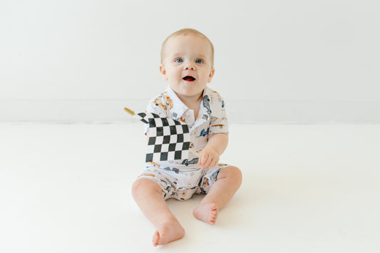 Little Racers- Boy's Polo Romper