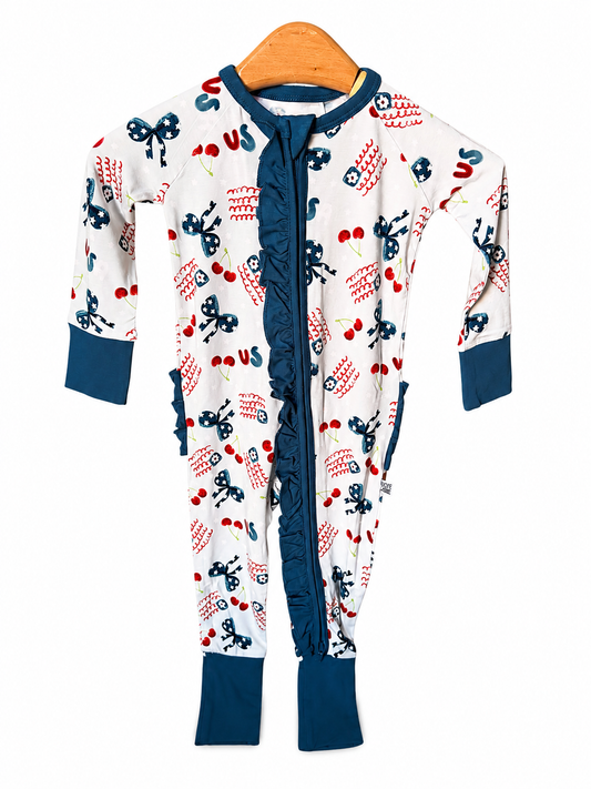 Star-Spangled Sweetheart Zip Up footie
