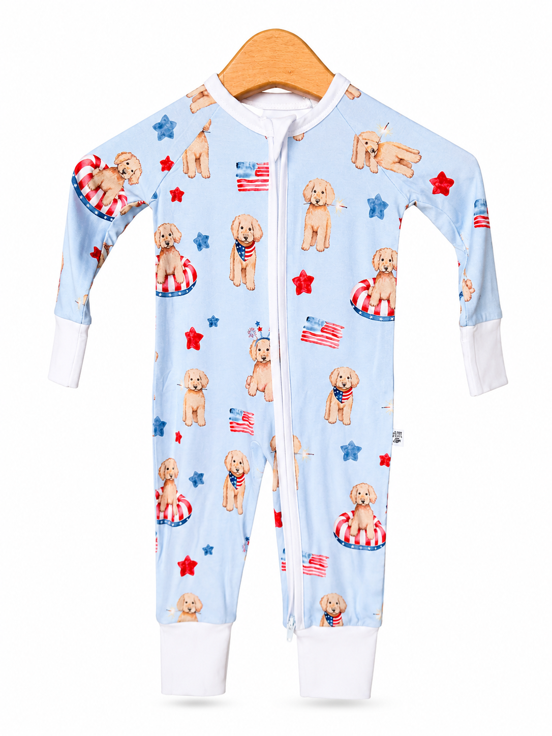 Red, White & Cuddly Zip Up footie