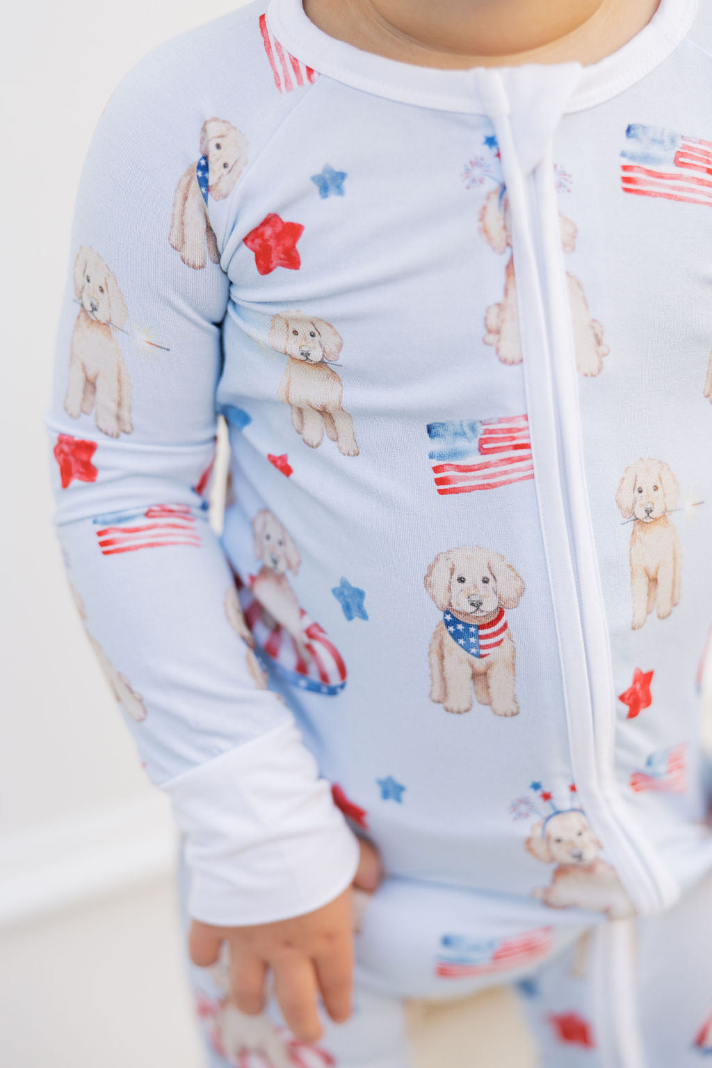 Red, White & Cuddly Zip Up footie