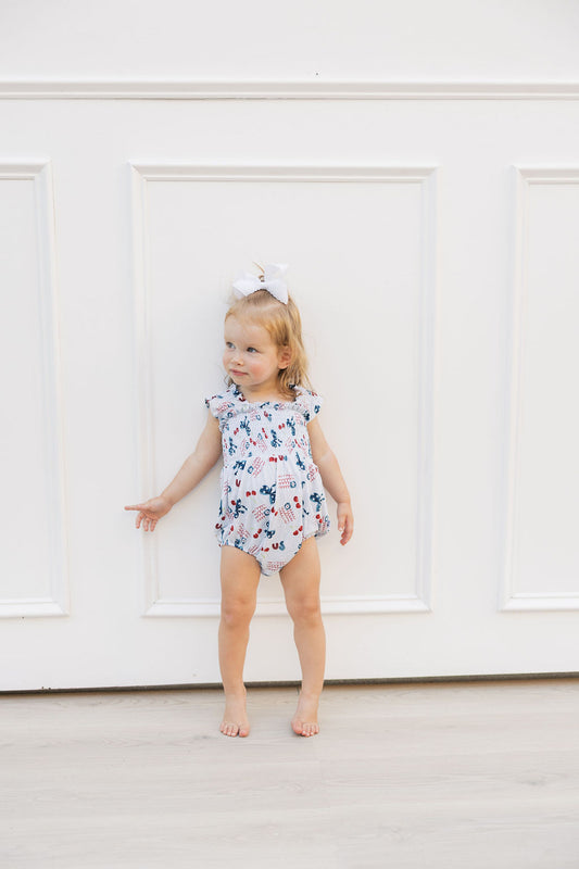 Star-Spangled Sweetheart Smocked Bubble