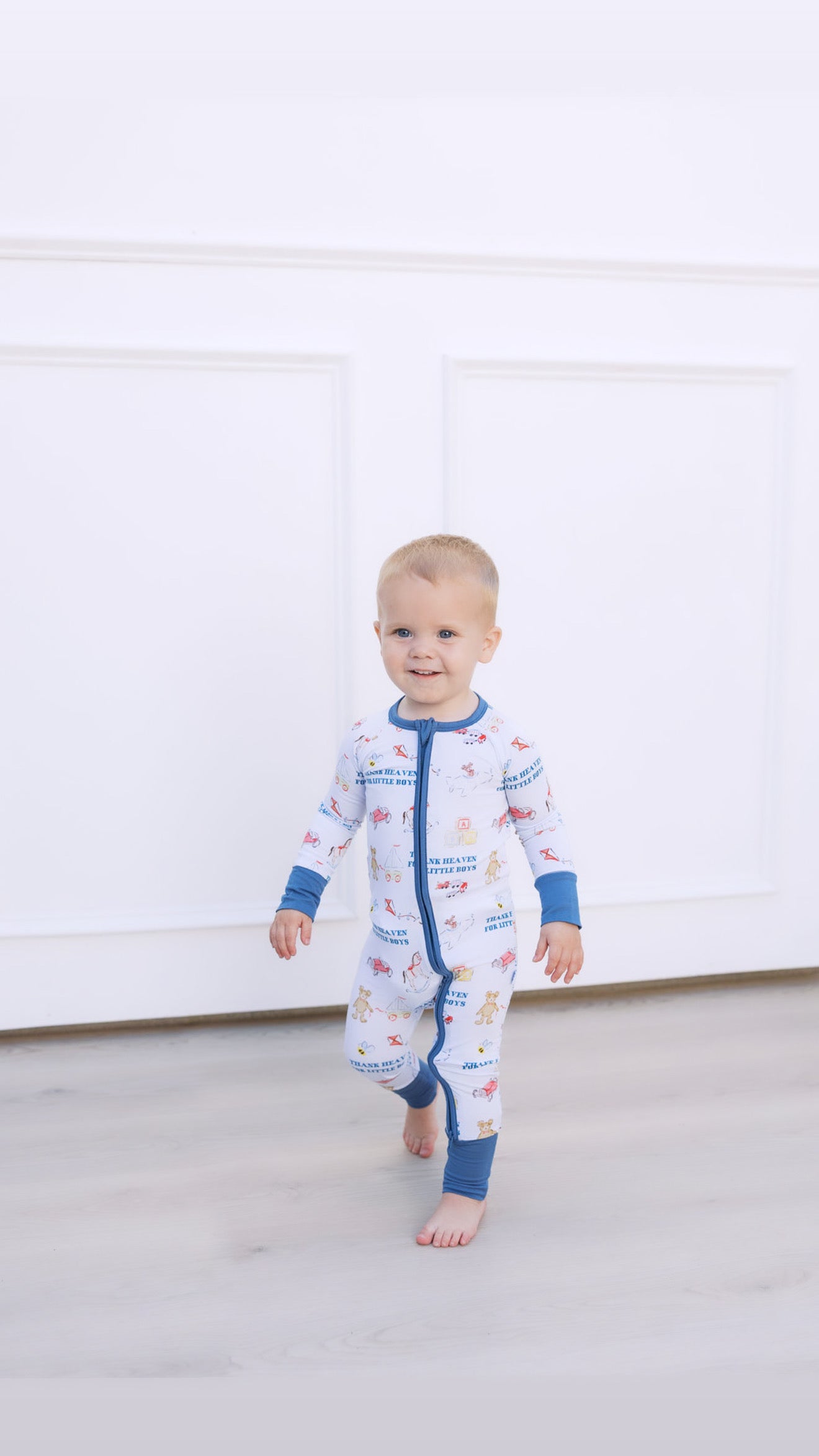 Thank Heaven for Little Boys - Zip Up Footie