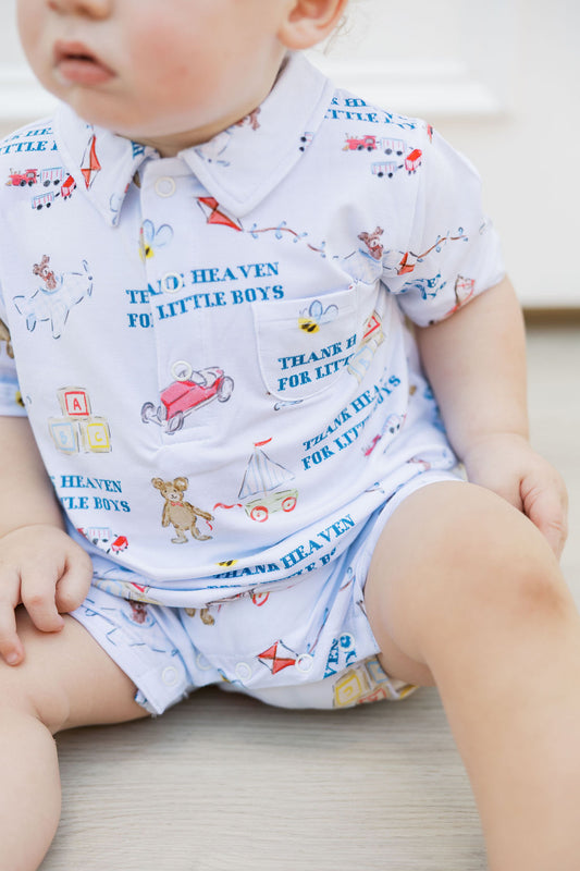 Thank Heaven for Little Boys- boys polo romper