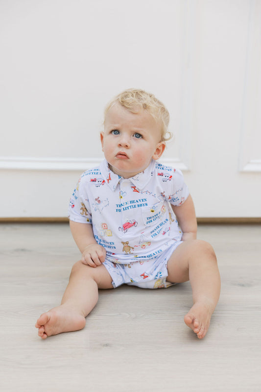 Thank Heaven for Little Boys- boys polo romper