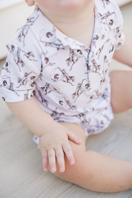 Little Wrangler- boys polo romper