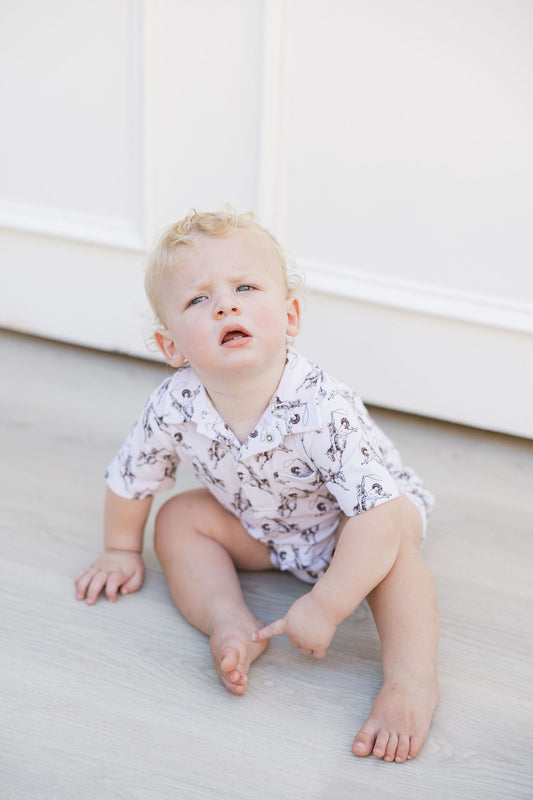 Little Wrangler- boys polo romper