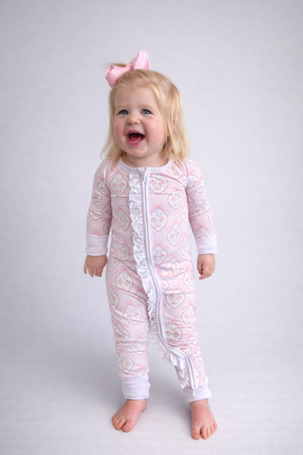 Bunnies & Bows Zip up footie